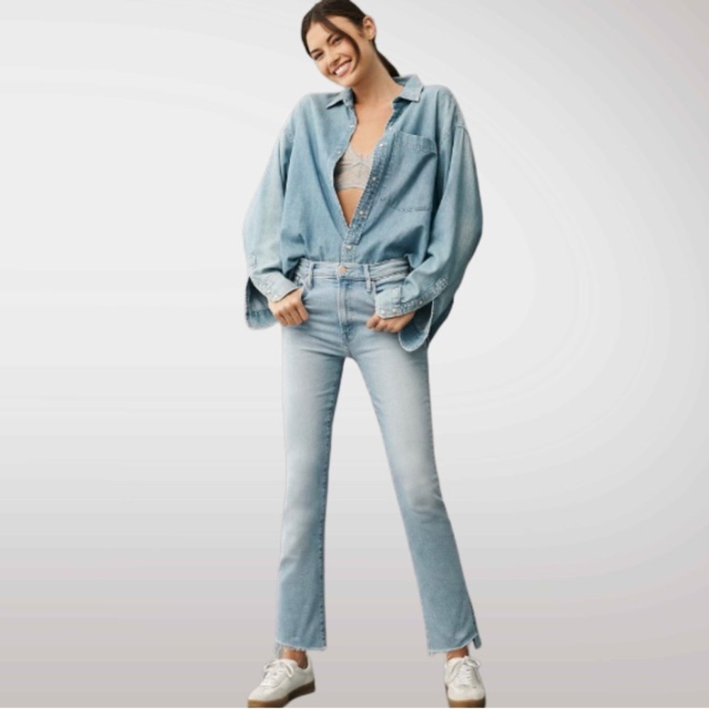 NWT MOTHER ‘The Insider’ Mid-Rise Crop Step Fray Jeans